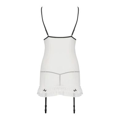 Сорочка прозрачная с пажами Passion ORIHIME CHEMISE white, трусики, стрэпы, Белый, XXL/XXXL