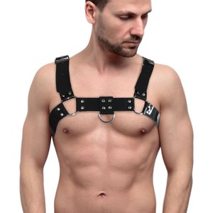 Чоловіча портупея на груди Feral Feelings - Bulldog Harness Black, Чорний