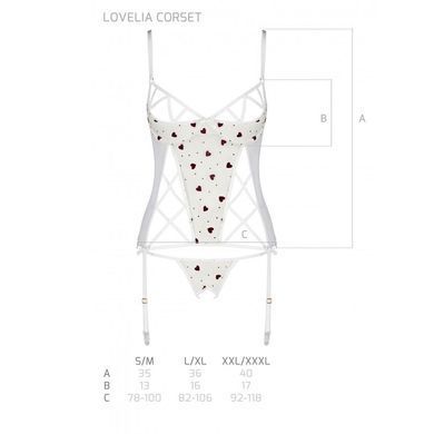 Корсет з підв'язками, стрінги Passion LOVELIA CORSET XXL/XXXL, white