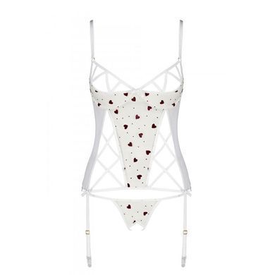 Корсет з підв'язками, стрінги Passion LOVELIA CORSET XXL/XXXL, white
