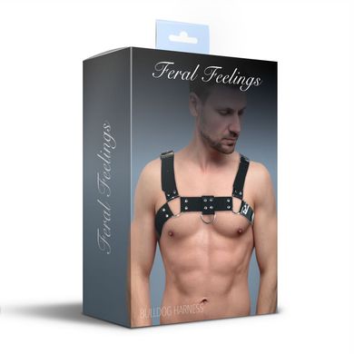 Чоловіча портупея на груди Feral Feelings - Bulldog Harness Black, Чорний