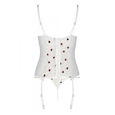 Корсет з підв'язками, стрінги Passion LOVELIA CORSET XXL/XXXL, white