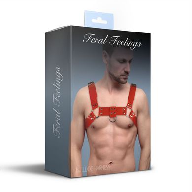 Чоловіча портупея на груди Feral Feelings - Bulldog Harness Red, Червоний