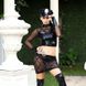 Эротический костюм полицейского "Дерзкая Кристи", юбка, топ, фуражка, митенки, наручники, Черный, S/M