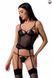 (SALE) Корсет з пажами Passion Exclusive PERDITA CORSET black, стрепи, трусики, укорочений, S/M