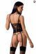 (SALE) Корсет з пажами Passion Exclusive PERDITA CORSET black, стрепи, трусики, укорочений, S/M