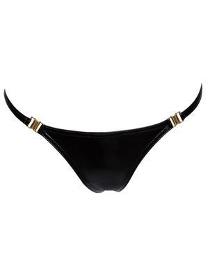 Трусики з мокрим ефектом Noir Handmade P008 Powerwetlook panty with gold clasp, 3XL, на застібках
