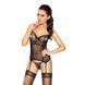 Корсет с пажами Passion HELLEN CORSET S/M, black, трусики, полупрозрачный, Черный, XXL\XXXL