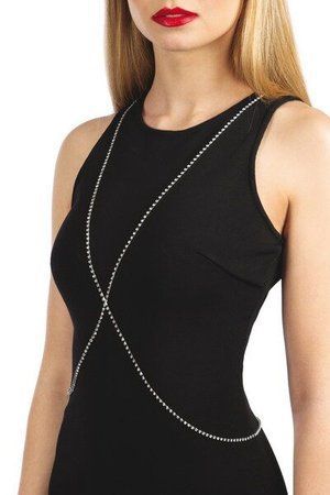 Сріблястий ланцюжок для бюста Bijoux Pour Toi &ndash; Elena Silver зі стразами