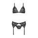 Комплект з відкритим доступом Passion DELIENA SET XXL/XXXL black, ліф, стрінги, пояс для панчіх