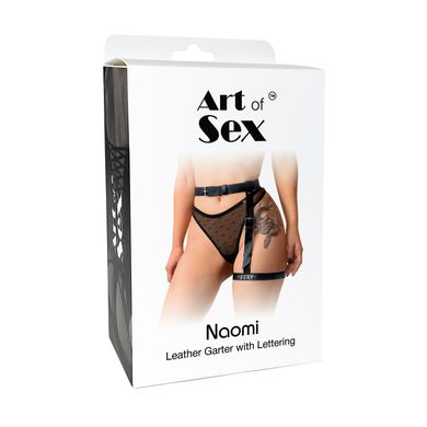 Гартер на ногу Art of Sex - Naomi с надписью SEXY, натуральная кожа, размер XS/2XL, цвет красный