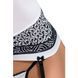 (SALE) Корсет з пажами Passion Exclusive SUELO CORSET white, трусики, шнурівка, Білий