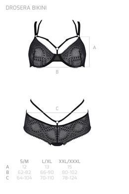 Комплект Passion DROSERA BIKINI black, XXL/XXXL, бюстгальтер и трусики-кюлоты