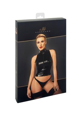 Топ Noir Handmade F324 Glam wetlook top with vinyl corset, 3XL