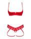 Комплект Obsessive Ingridia 2-pcs crotchless set M/L, красный, с доступом, открытая грудь