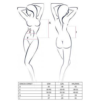 Корсет з пажами GRACIA CORSET black XXL/XXXL - Passion, трусики, напівпрозорий