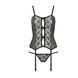 Корсет з пажами GRACIA CORSET black XXL/XXXL - Passion, трусики, напівпрозорий