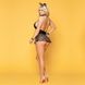 Эротический костюм кошечки "Игривая Кэтти" JSY: боди, юбка, ушки, браслеты, чокер, Черный, S/M