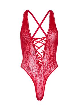 Leg Avenue Floral lace thong teddy OS Red
