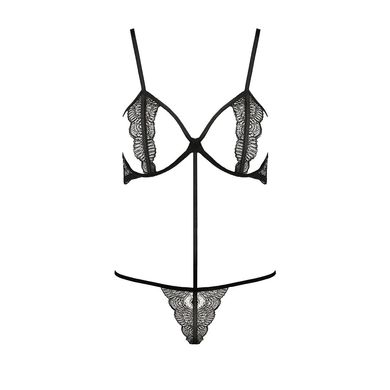 Комплект белья Passion Exclusive QUENTRIS BIKINI black, стринги и полуоткрытый лиф, Черный