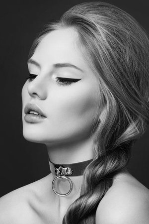 Чокер з кільцем для повідця Bijoux Pour Toi - FETISH Black, екошкіра