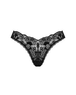 Кружевные стринги Obsessive Donna Dream thong XS/S Black, низкая посадка