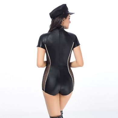 Эротический костюм полицейской "Строгая Лекси" JSY: комбинезон, фуражка, наручники, Черный, S/M