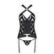 Сітчастий комплект із візерунком, корсет, підв'язки, трусики Passion HIMA CORSET XXL/XXXL black
