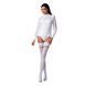 Панчохи Passion ST121 3/4 white на ажурній силіконовій резинці з квітковим орнаментом і вертикальним