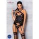 Сітчастий комплект із візерунком, корсет, підв'язки, трусики Passion HIMA CORSET XXL/XXXL black