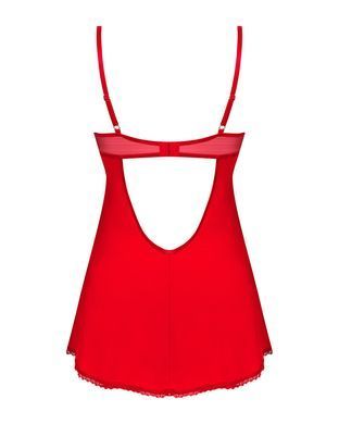 Пеньюар Obsessive Ingridia chemise & thong XL/2XL, червоний, сорочка, стрінги
