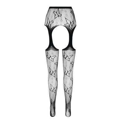 Эротические колготки-бодистокинг Passion ECO S001 white, с доступом, декор бабочки, подвязки