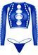 Комплект Leg Avenue Long sleeve crop top & string Royal Blue One Size, топ, стрінги
