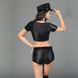 Эротический костюм полицейской "Пленительная Бонни" JSY: шорты, топ, кепка, галстук, наручники, Черный, S/M
