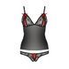 Комплект білизни Passion MELISSA SET XXL/XXXL, black, ліф-сорочка зі шнурівкою і трусики