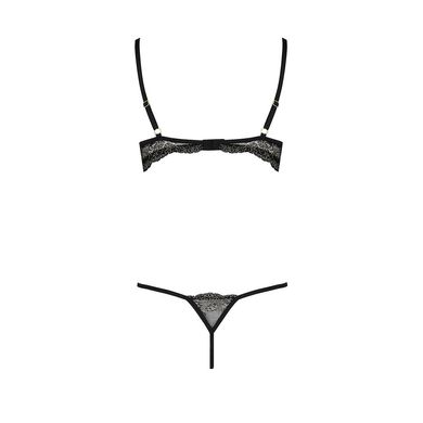 Комплект белья Passion Exclusive VALERY SET OpenBra L/XL, black, стрэпы, трусики, открытый лиф, Черный, XXL/XXXL